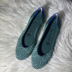 Rothy's The Square Retired Metallic Mirage Teal Green
Zebra Print Flats size 7.5